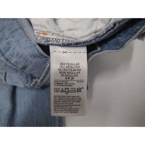 Gap Womens High Rise Cheeky Straight Jeans 26/2 Washwell Light Wash Distressed - Picture 6 of 6